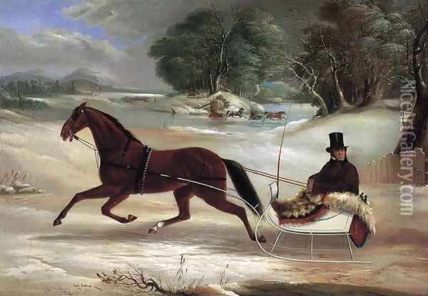 Judge Van Aernum in His Sleigh Oil Painting - Thomas Kirby Van Zandt