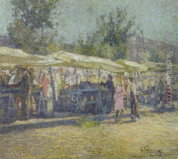 Al Mercato Oil Painting - Enrico della (Lionne) Leonessa