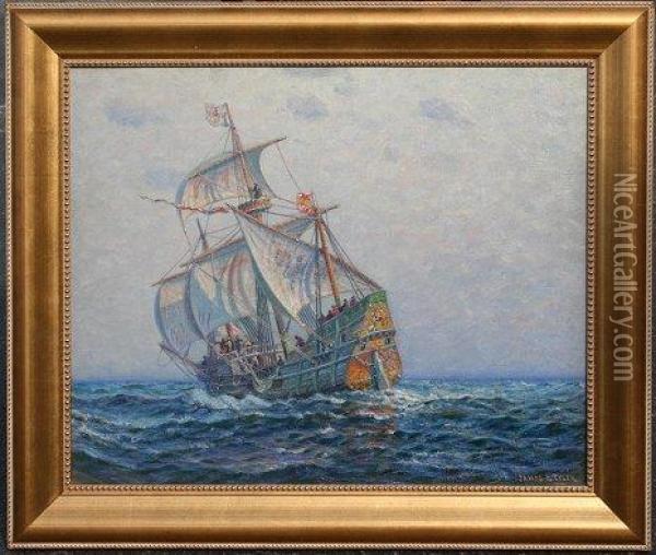 Ship Under Full Sail Oil Painting - James Gale Tyler