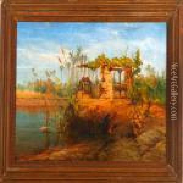 A Egyptian Landscapescenery Oil Painting - Frank Dillon