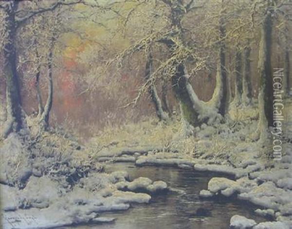 Winter Landscape Oil Painting - Antal Neogrady