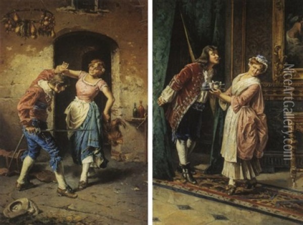 A Flirtatious Moment Oil Painting - Francesco Peluso