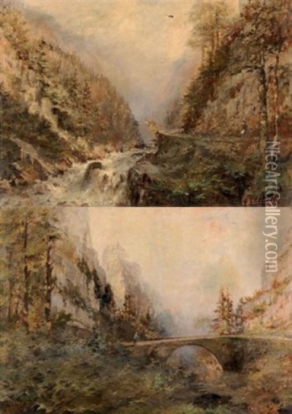 Torrents De Montagne (pair) Oil Painting - Georges Ricard-Cordingley