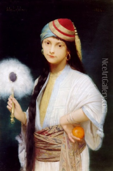 The Feathered Fan Oil Painting - Jules Joseph Lefebvre