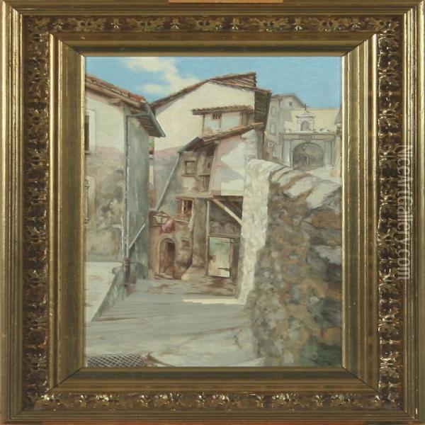 A Narrow Street In A Mediterranean City Oil Painting - Christian Zacho