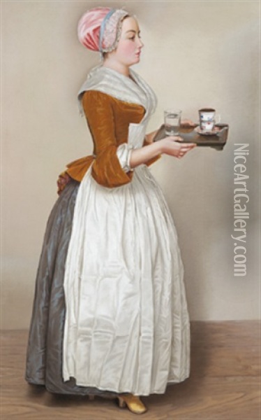 Das Schone Schokolademadchen Oil Painting - Jean Etienne Liotard