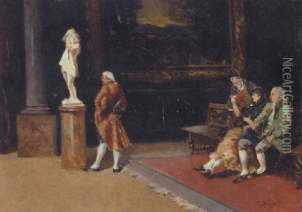 A Visit To The Prado Museum Oil Painting - Ricardo (Federico) Corchon y Diaque
