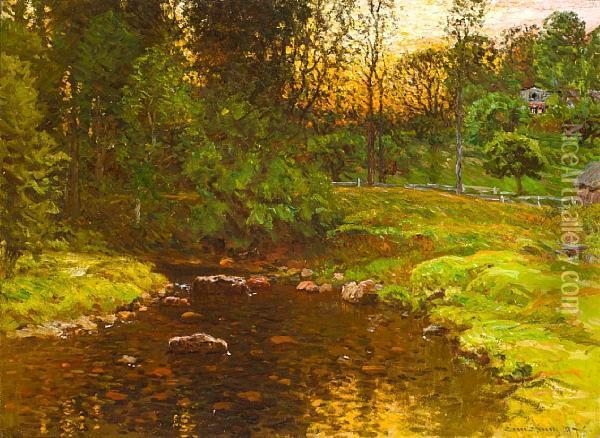 A Woodland Stream Oil Painting - John Joseph Enneking