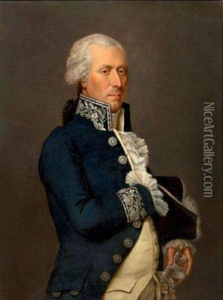 Portrait De Gentilhomme, La Main Sur Son Epee Oil Painting - Jean Louis Laneuville
