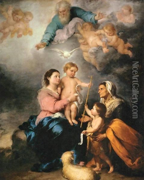 The Holy Family (The Seville Virgin) Oil Painting - Bartolome Esteban Murillo