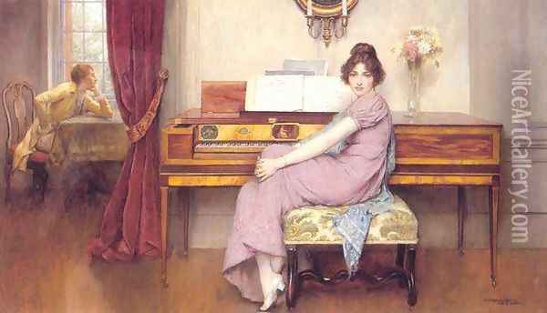 The Reluctant Pianist Oil Painting - William A. Breakspeare