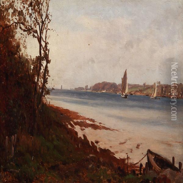 Bay With Sailing Boats Oil Painting - Thorvald Simeon Niss