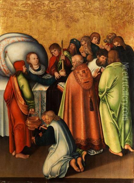 Tod Mariae Im Kreise Der Apostel Oil Painting - Lucas The Elder Cranach