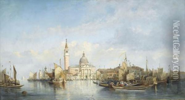 Boote Vor San Giorgio Maggiore In Venedig Oil Painting - William Wyld