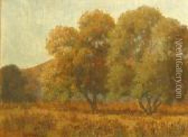 Trees Beneath Blue Skies Oil Painting - Raymond Dabb Yelland