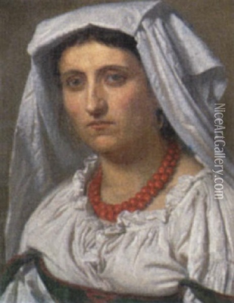 Porttraet Af Romersk Kvinde Oil Painting - Henrik Benedikt Olrik