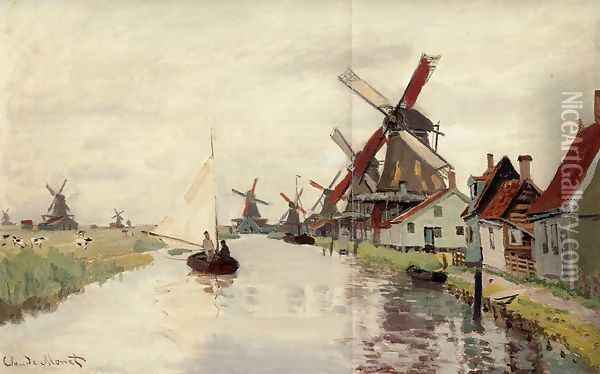 Windmills In Holland Oil Painting - Claude Oscar Monet