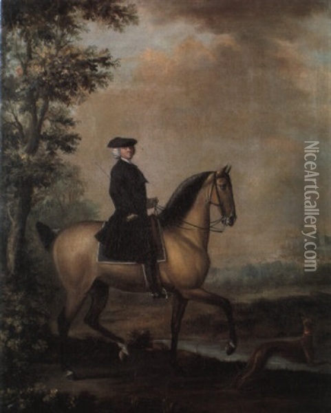 An Esquestrian Portrait Of A Country Squire And His Hound Oil Painting - David Morier