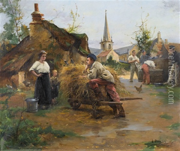 Dorfszene Mit Rekruten Oil Painting - Alexandre Bloch