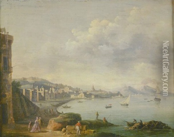 Vue De La Ville De Naples Oil Painting - Jean Baptiste Francois Genillion