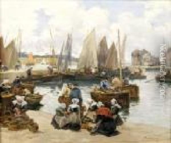Voiliers Au Port, Concarneau Oil Painting - Fernand Marie Eugene Legout-Gerard