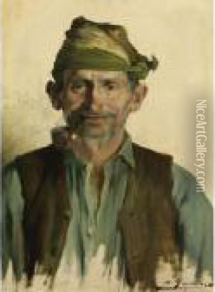 Campesino De Tortosa (man From Tortosa) Oil Painting - Luis Graner Arrufi