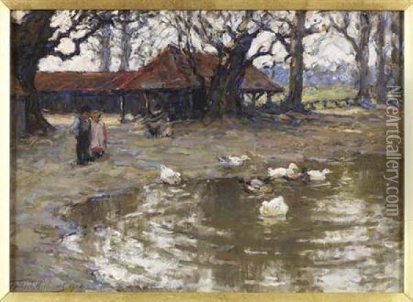 The Duck Pond Oil Painting - Terrick John Williams