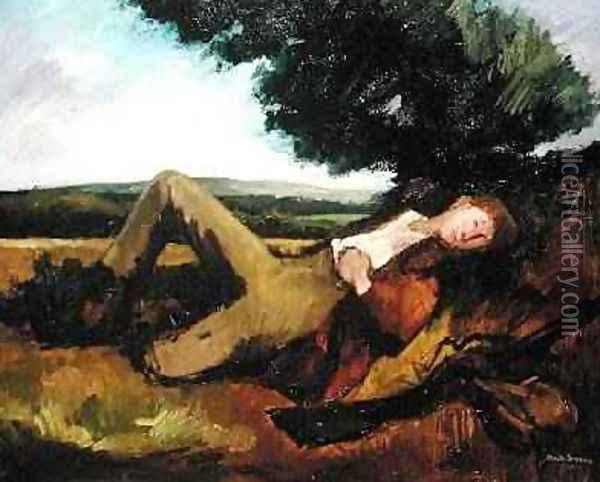 The Hunters Rest or The Sleeping Hunter 1929 Oil Painting - Andre Mare