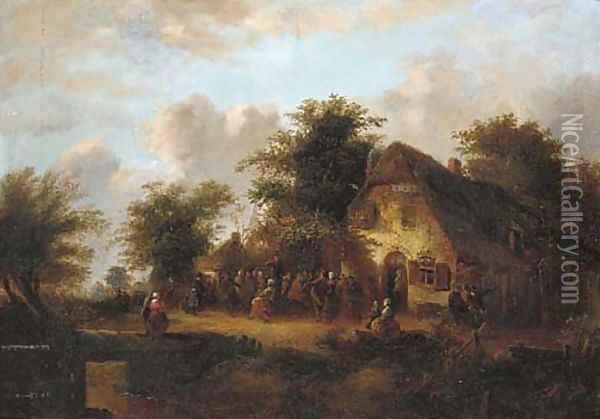 A village kermesse Oil Painting - Laurent Herman Redig