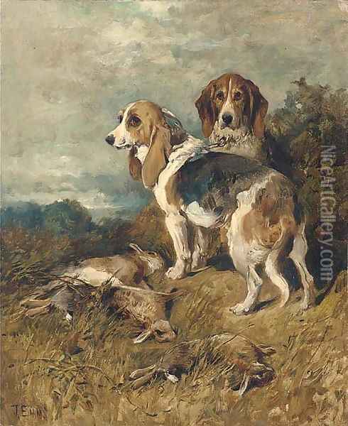 Hounds with the day's bag Oil Painting - John Emms