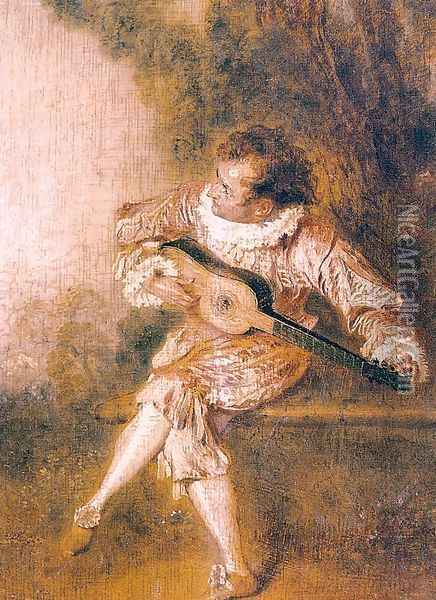 The Serenader 1717 Oil Painting - Jean-Antoine Watteau