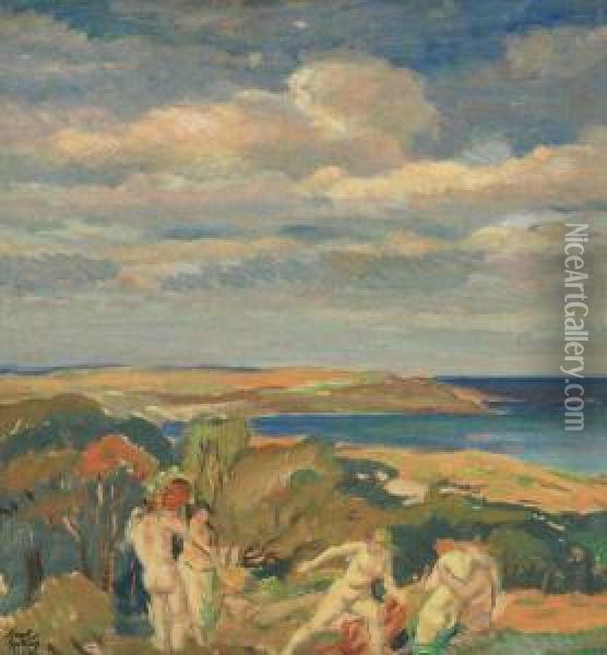 A Landscape With Figures Oil Painting - Karel Spillar