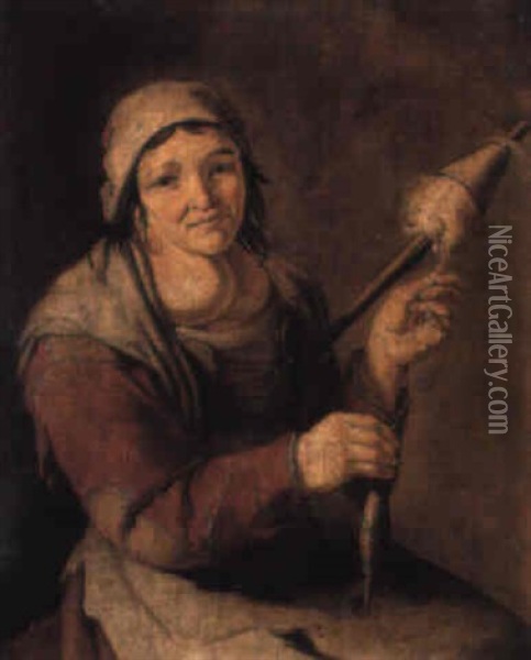 A Woman Winding Yarn Oil Painting - Giacomo Francesco Cipper
