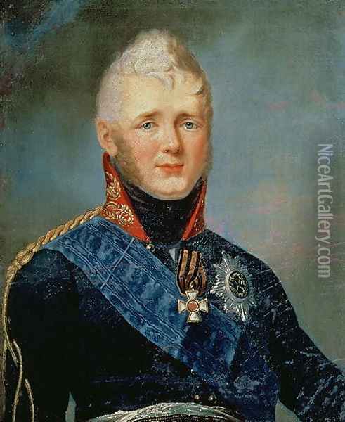 Portrait of Emperor Alexander I 1777-1825 Oil Painting - Stepan Semenovich Shchukin