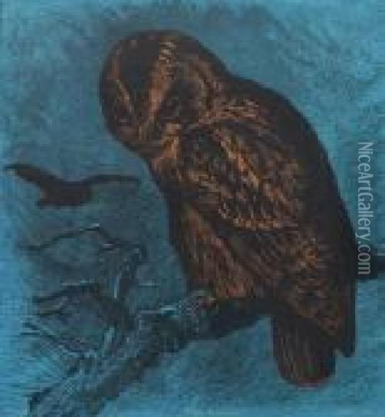 Perched Owl Oil Painting - John Martin