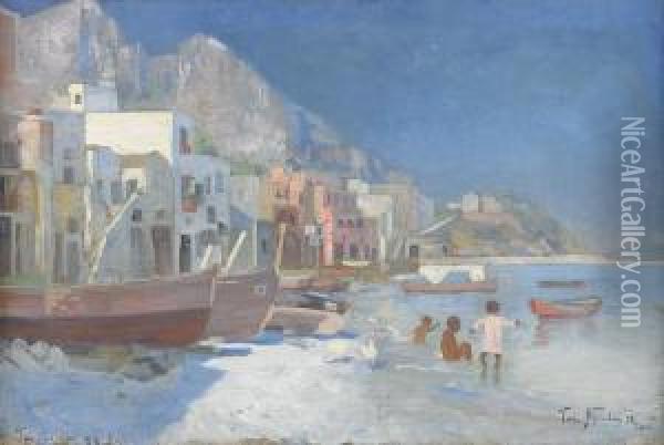 Hamnen Capri Oil Painting - Valdemar Nystrom