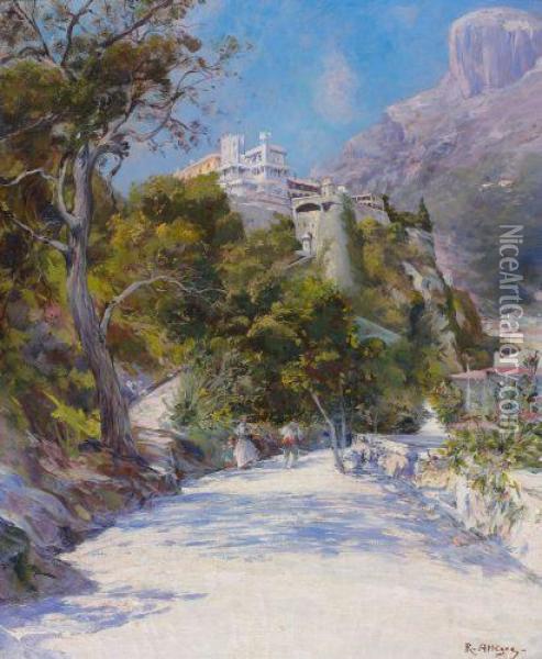 Le Palais De Monaco Oil Painting - Raymond Allegre