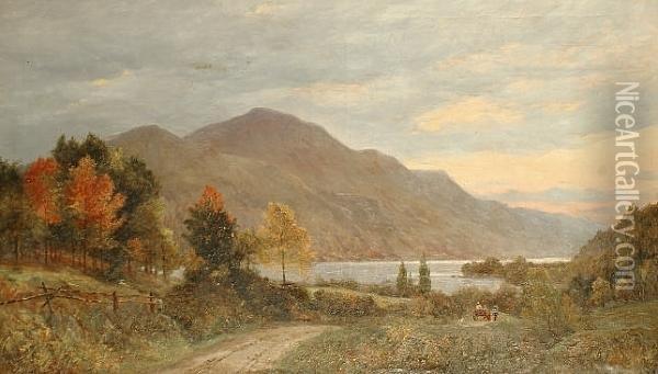 An Autumn Evening On Lake George, The Adirondacks, Usa Oil Painting - Albert George Bowman