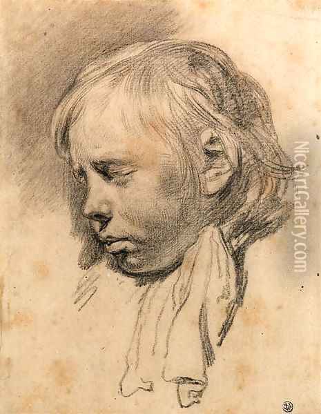 The Head of a Boy asleep Oil Painting - Cornelius de Visscher