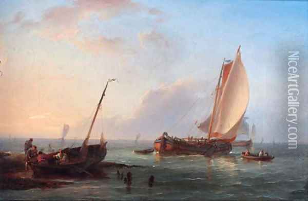 Sailing boats off the Dutch coast Oil Painting - Hermanus Koekkoek