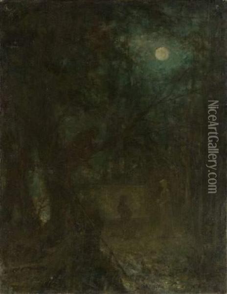 Park In Moonlight Oil Painting - Alexei Alexeivich Harlamoff