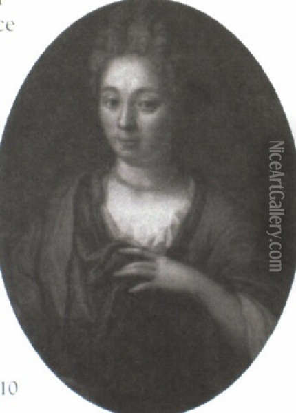 Portrait Of A Woman With A Pearl Necklace Oil Painting - Nicolas de Largilliere