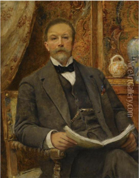 Portrait Of An Elegant Gentleman Oil Painting - Konstantin Egorovich Egorovich Makovsky