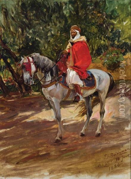 Arab On Horseback Oil Painting - Frederick Arthur Bridgman