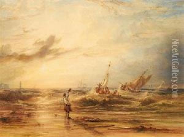 Waving Off The Fleet Oil Painting - Samuel Williamson