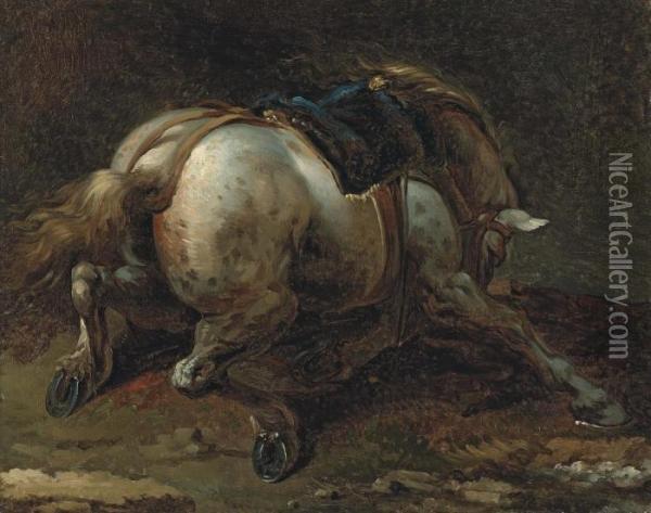 A Grey Charger Oil Painting - Gricault Jean-Louis-Andr-Thodore