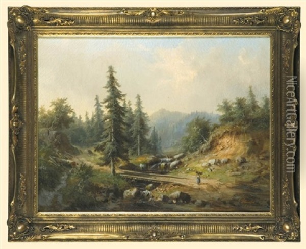Schwarzwald Mountains Landscape Oil Painting - Guido Hampe