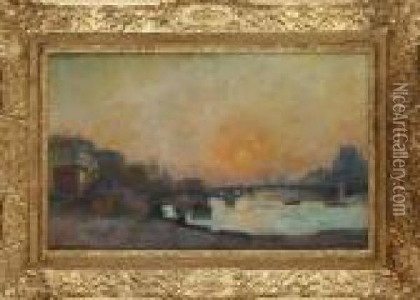 Le Pont Du Carrousel Oil Painting - Albert Lebourg