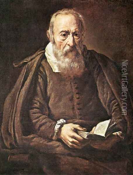 Portrait of an Old Man with Book Oil Painting - Marcantonio Bassetti