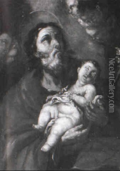St. Joseph With The Christ Child Oil Painting - Sebastiano Ricci